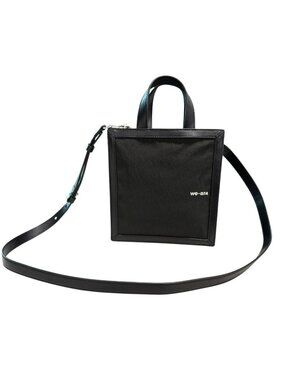 We-ar4 Black Nylon Leather Notebook Crossbody Tote Bag New